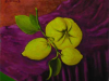 Limoni su tovaglia viola